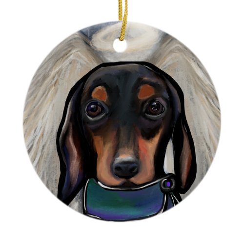 Black and Tan Dachshund Ceramic Ornament