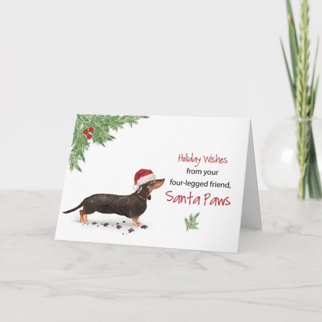 Black and Tan Dachshund Christmas From Dog Card (Front)