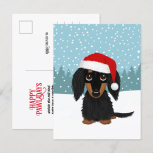 Black and Tan Dachshund Christmas Pet Dog Custom Postcard