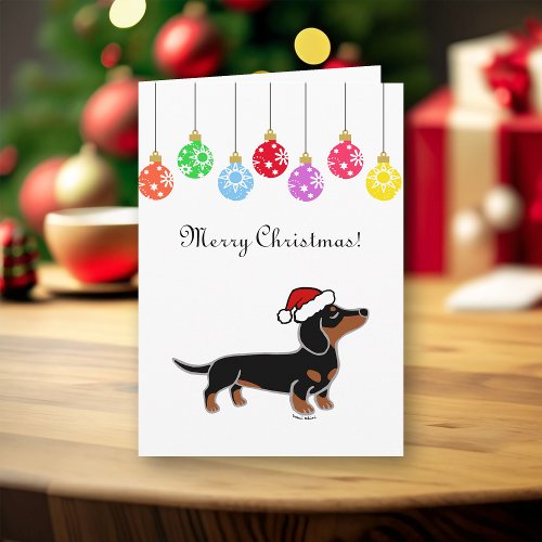 Black and Tan Dachshund Christmas Posing Holiday Card