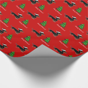 Black and Tan Dachshund Christmas Posing Wrapping Paper