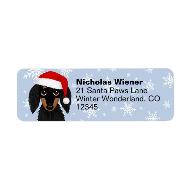 Black and Tan Dachshund Christmas Return Address Label (Front)