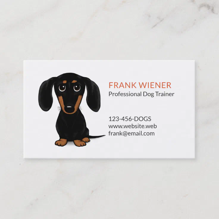 Black and Tan Dachshund | Cute Doxie Cartoon Dog Business Card | Zazzle