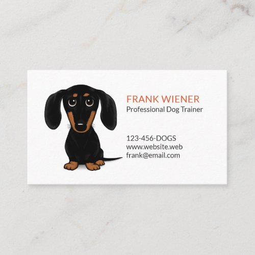 Black and Tan Dachshund  Cute Doxie Cartoon Dog Business Card