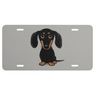 Black and Tan Dachshund Cute Doxie Cartoon Dog License Plate