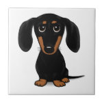 Black and Tan Dachshund Cute Weiner Dog Ceramic Tile<br><div class="desc">Cute cartoon black and tan Dachshund ceramic tile.</div>