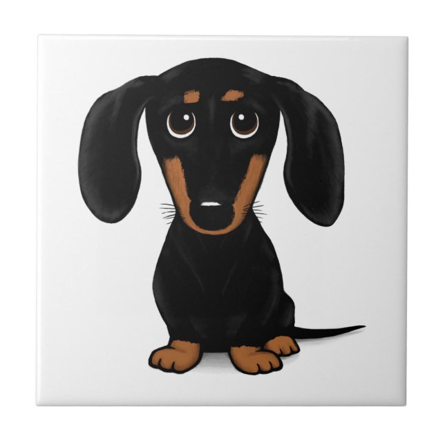 Black and Tan Dachshund Cute Weiner Dog Ceramic Tile (Front)