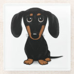 Black and Tan Dachshund Cute Weiner Dog Glass Coaster<br><div class="desc">Cute cartoon black and tan Dachshund ceramic tile.</div>