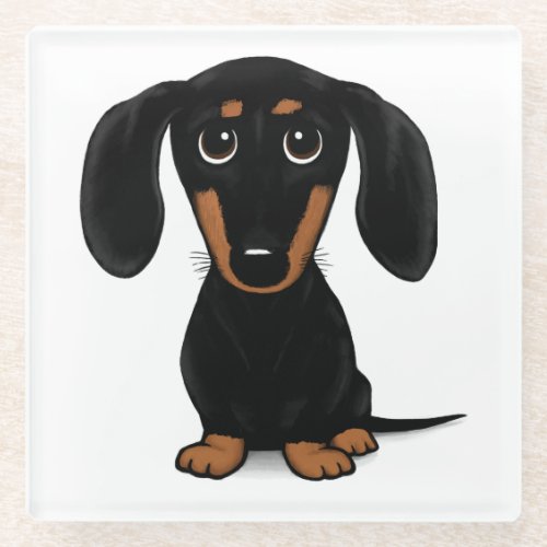 Black and Tan Dachshund Cute Weiner Dog Glass Coaster