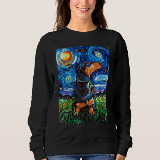 Black and Tan Dachshund Doxie Starry Night Dog Art Sweatshirt