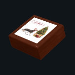Black and Tan Dachshund Funny Christmas Dog Gift Box<br><div class="desc">Such a cute black and tan dachshund! It is ready for Christmas as it stands next to the holiday tree. They are both decorated - the dog in a santa hat and tie and the tree filled with ornaments! Perfect pet gift to send at Christmas.</div>