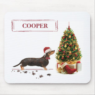 Black and Tan Dachshund Funny Christmas Dog Mouse Pad
