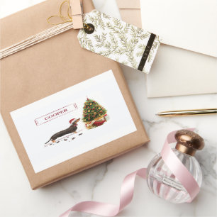 Black and Tan Dachshund Funny Christmas Dog Rectangular Sticker