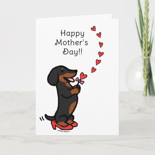 Black and Tan Dachshund Mothers Day Hearts Card