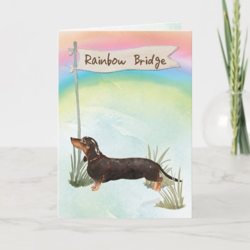 Black and Tan Dachshund Pet Sympathy Over Rainbow Card