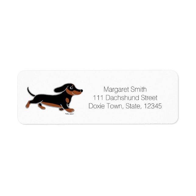 Black and Tan Dachshund Running Label (Front)