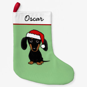 Black and Tan Dachshund Santa Cute Wiener Dog Small Christmas Stocking