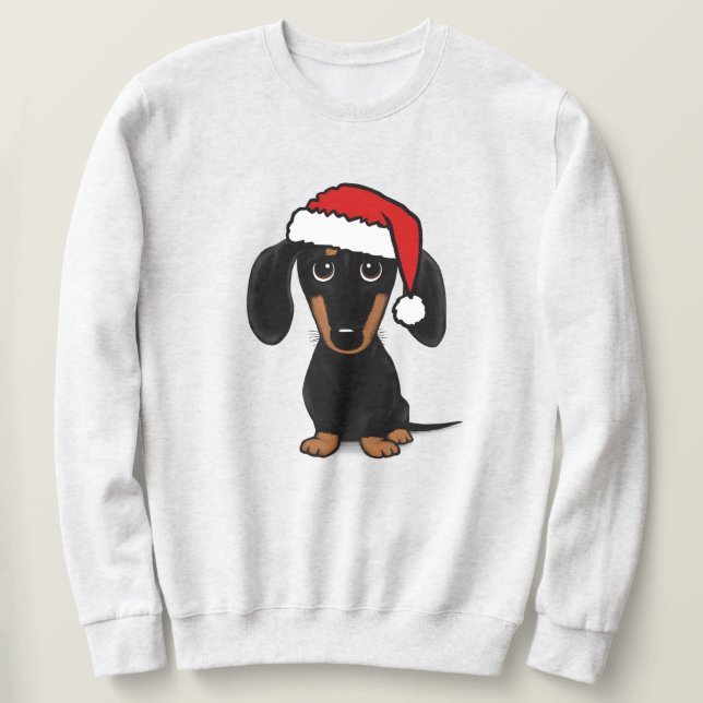 Black and Tan Dachshund Santa Cute Wiener Dog Sweatshirt (Design Front)