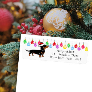 Black and Tan Dachshund Santa Labels