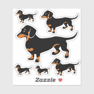 Black and Tan Dachshund Stickers 6 Different Sizes