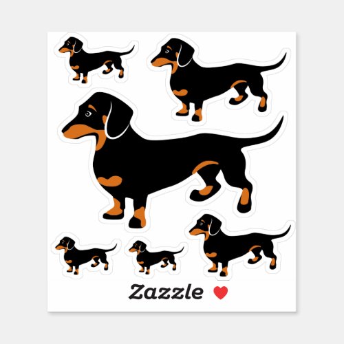 Black and Tan Dachshund Stickers 6 Different Sizes