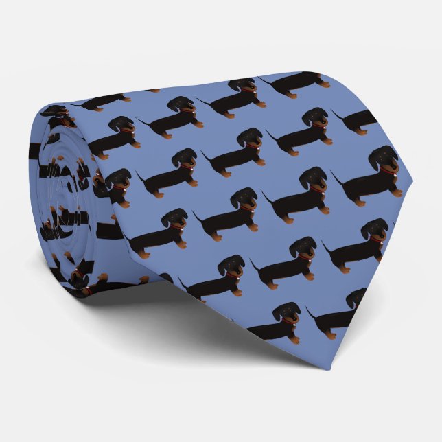 Black And Tan Dachshund Tie (Rolled)