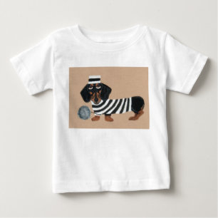  Black and Tan Dachshund Treat Thief Jailbird Baby T-Shirt