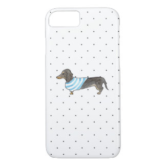 Black and Tan Dachshund - Watercolor & Polka Dots iPhone 8/7 Case