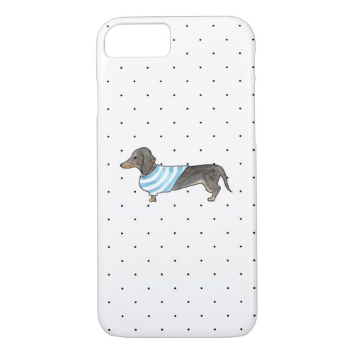 Black and Tan Dachshund _ Watercolor  Polka Dots iPhone 87 Case