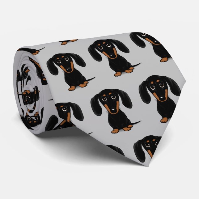 Black and Tan Dachshunds | Wiener Dog Pattern Neck Tie (Rolled)