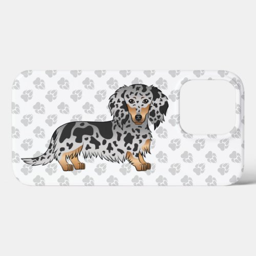 Black And Tan Dapple Long Hair Dachshund Dog iPhone 13 Pro Case