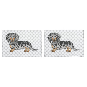 Black And Tan Dapple Long Hair Dachshund Dog Pillow Case