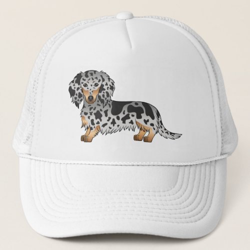 Black And Tan Dapple Long Hair Dachshund Dog Trucker Hat