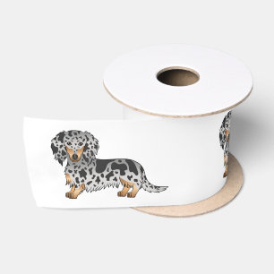 Black And Tan Dapple Long Hair Dachshund Dogs Satin Ribbon