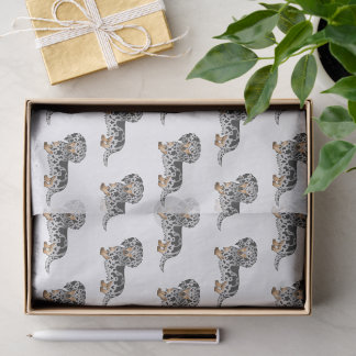 Black And Tan Dapple Long Hair Dachshund Pattern Tissue Paper