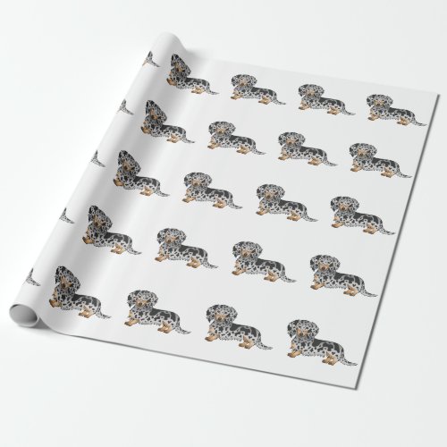 Black And Tan Dapple Long Hair Dachshund Pattern Wrapping Paper