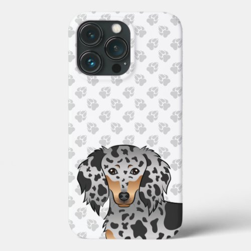 Black And Tan Dapple Long Hair Dachshund  Paws iPhone 13 Pro Case