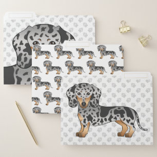 Black And Tan Dapple Short Hair Dachshund Cute Dog File Folder