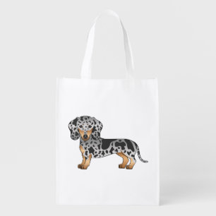 Black And Tan Dapple Short Hair Dachshund Cute Dog Grocery Bag