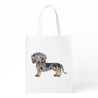 Black And Tan Dapple Short Hair Dachshund Cute Dog Grocery Bag