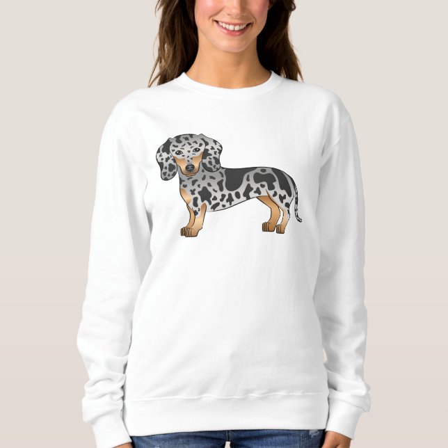 Black And Tan Dapple Short Hair Dachshund Cute Dog Sweatshirt (Front)