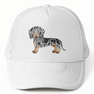 Black And Tan Dapple Short Hair Dachshund Cute Dog Trucker Hat