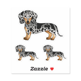 Black And Tan Dapple Short Hair Dachshund Dogs Sticker