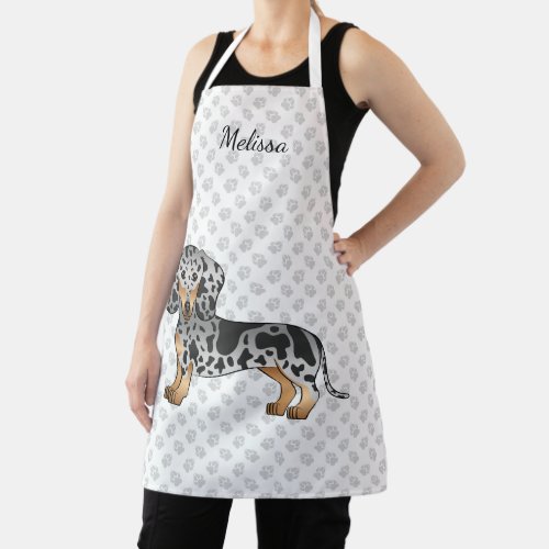 Black And Tan Dapple Short Hair Dachshund  Name Apron