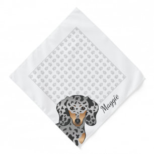 Black And Tan Dapple Short Hair Dachshund & Name Bandana
