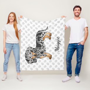 Black And Tan Dapple Short Hair Dachshund & Name Fleece Blanket