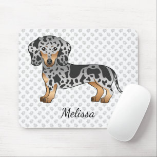 Black And Tan Dapple Short Hair Dachshund & Name Mouse Pad