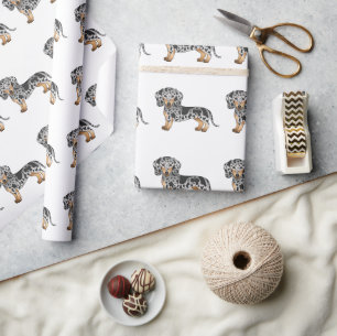 Black And Tan Dapple Short Hair Dachshund Pattern Wrapping Paper