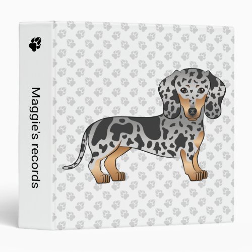 Black And Tan Dapple Short Hair Dachshund  Paws 3 Ring Binder