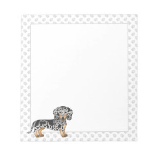 Black And Tan Dapple Short Hair Dachshund & Paws Notepad